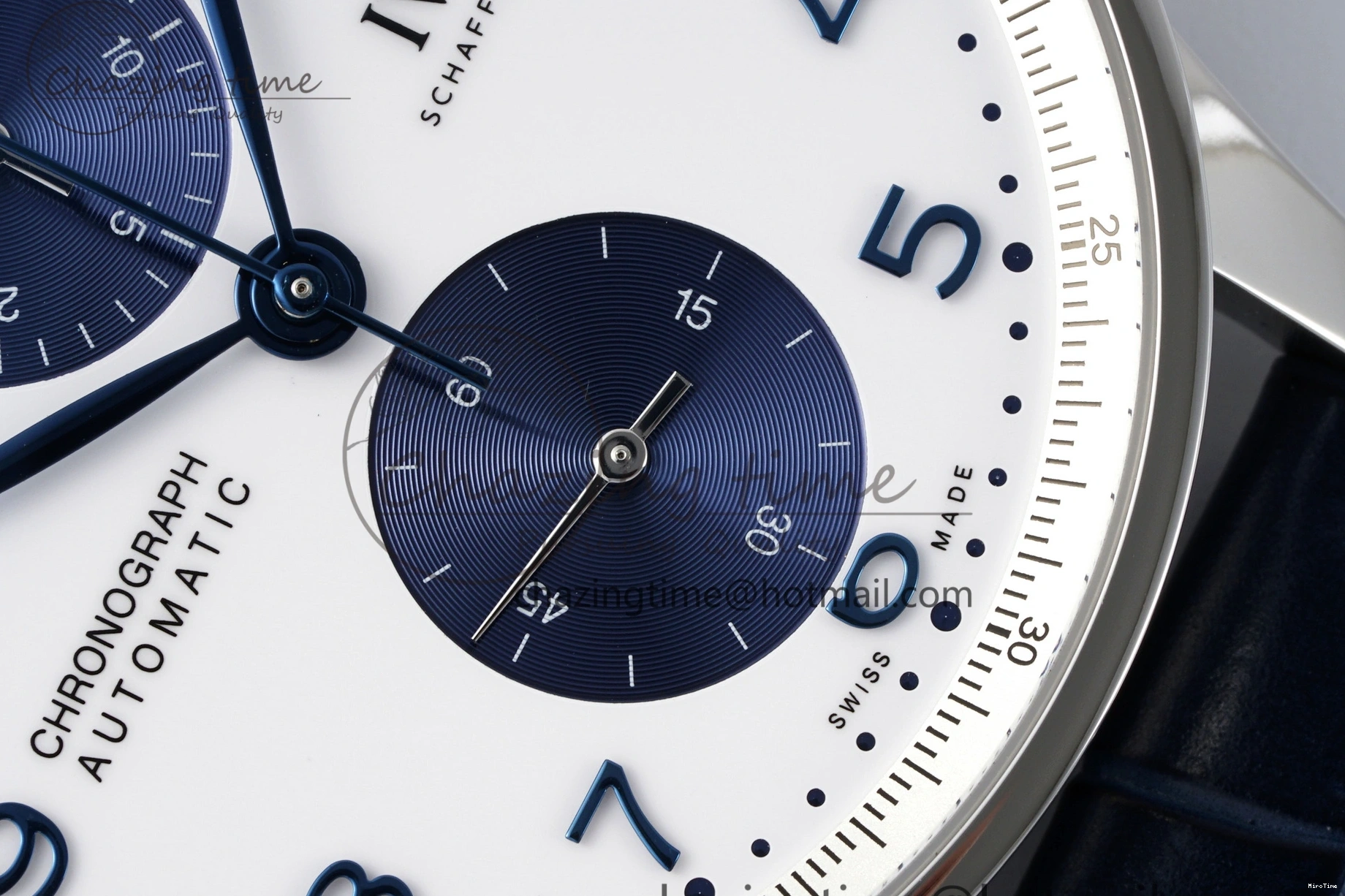 MIROTIME 0206 Portuguese Chrono IW371620 APSF 1:1 Best Edition White Blue Dial on Blue Leather Strap A MultiPurpose 7039
